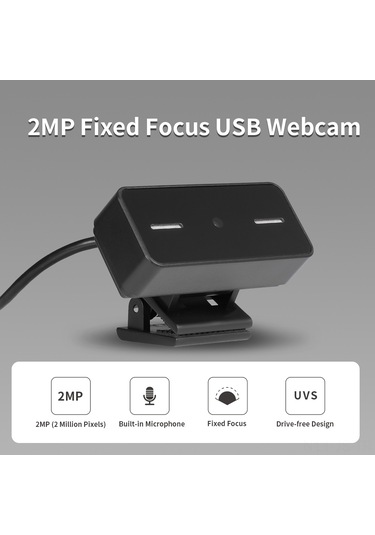 Jeemson Siyah Usb Webcam 2mp Sabit Odaklı, Gürültü Azaltıcı Mikrofonlu, Sürücü Gerektirmeyen Bilgisayar Kamerası Masaüstü/dizüstü Uyumlu