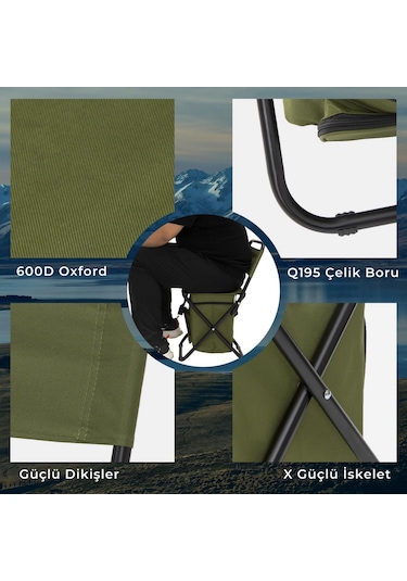 Fundango Iceguard Soğutucu Çantalı Sırt Destekli Katlanır Tabure Green Yeşil