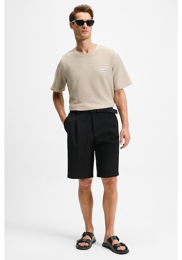 NOIR Erkek%100 Organik Pamuk Bisiklet Yaka Kısa Kol Regular Bej T-Shirt
