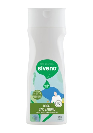 Siveno %100 Doğal Saç Sabunu Zeytinyağlı Bal Avokado 9 Değerli Bitki Erkekler İçin Bitkisel Şampuan 300 ML