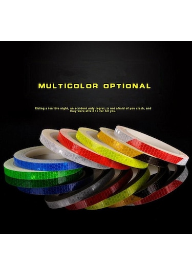 Siyah 8m 1cm Genişlik Dayanıklı Araba Gece Bisiklet Jant Su Geçirmez Aydınlık Araba Jant Bandı