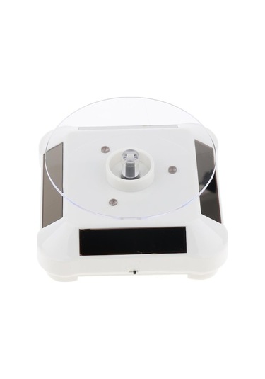 Trendooze Takı Tabla Standı Led Işık İçin Güneş Enerjili Ekran Döner Döner Beyaz Rh