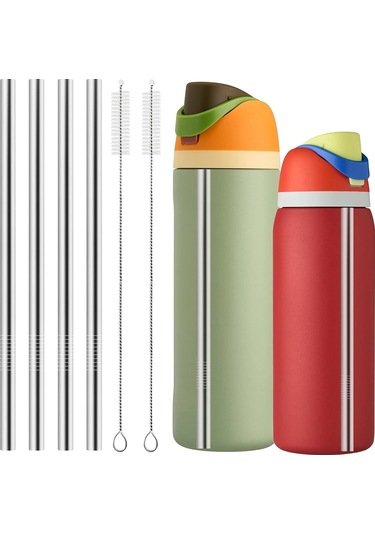Fosenze 24-32 Oz Su Bardakları İçin Paslanmaz Çelik Yeniden Kullanılabilir Metal Pipetler 2 Adet Temizleme Fırçası İçerir