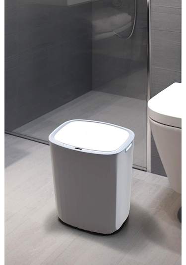 Okyanus Home Hareket Sensörlü 12lt Kırık Beyaz Çöp Kovası Beyaz