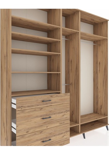 Hyperion Dolap 9 Raflı 3 Çekmeceli 3 Askılı 220x44x243 Çam-çam/çam Atlas Çam/atlas Çam