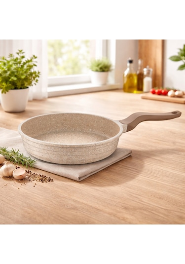 Elexsus 26 Cm Döküm Granit Tava Cappucıno Yapışmaz