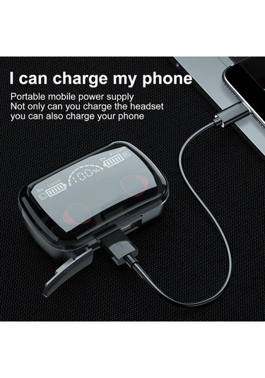 Novahub Bluetooth 5.1 M10a Akıllı Dokunmatik Kulaklık, Led Ekran, Siyah, 10m Menzil, 4-5h Çalışma Süresi