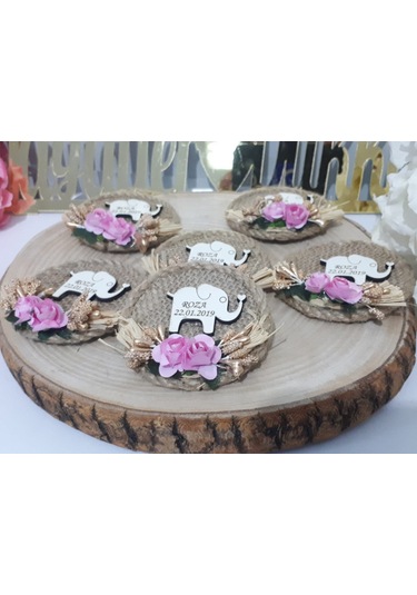 Ahşap Fil İsimliki Magnet Bebek Hediyeliği(30 Adet)