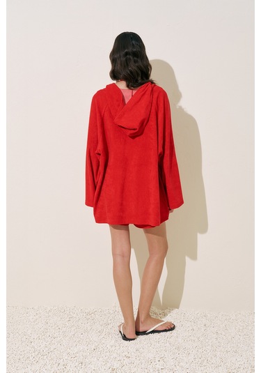 Havlu Kumaş Kimono Kırmızı Kırmızı