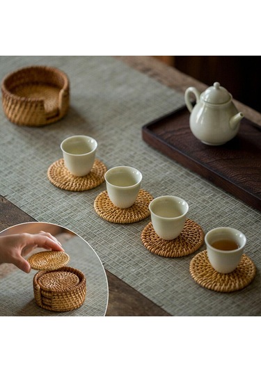 Suntek Isı Yalıtımı Yuvarlak Coaster El Dokuma Rattan 8cm Diğer