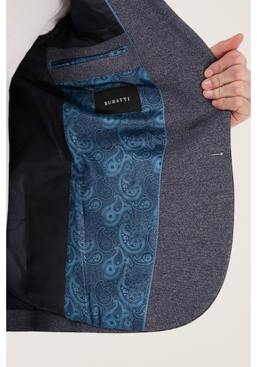 Buratti Slim Fit 6 Drop Çift Yırtmaçlı Blazer Erkek Ceket Savue Koyu Lacivert