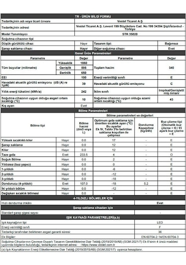 Regal STK 35020 340 LT Çift Kapılı Buzdolabı