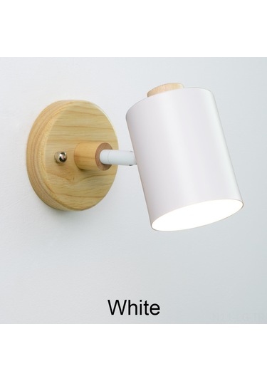 Leezsing Ahşap Tabanlı Gu10 Duvar Lambası - Pratik Açma/kapama Düğmeli, Beyaz Beyaz