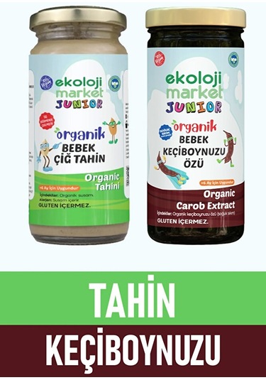 Ekoloji Market Organik Çiğ Tahin 230 G + Organik Keçiboynuzu Özü 290 G