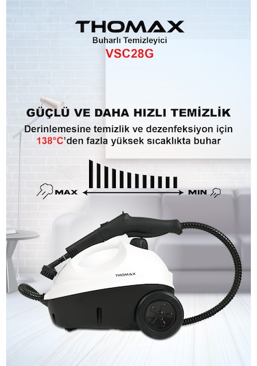 Thomax VSC28G Çok Fonksiyonlu 1500 W Buharlı Temizlik Makinesi