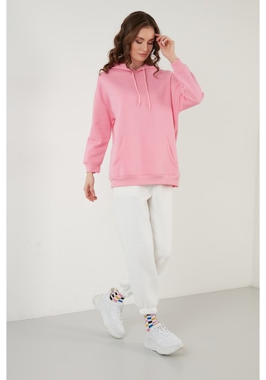 Lela Regular Fit Pamuklu Kapüşonlu Yaka Şardonlu Kışlık Bayan Sweat 5863854 Pembe Lela Regular Fit Pamuklu Kapüşonlu Yaka Şardonlu Kışlık Bayan Sweat 5863854 Pembe