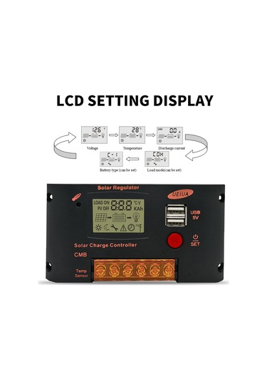 Youmex Akıllı Pwm Güneş Şarj Kontrol Cihazı - 10a Lityum/kurşun Asit Uyumlu, Lcd Ekranlı