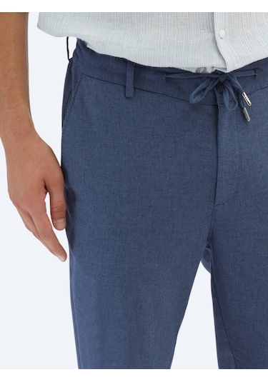 Lacivert Düz Dokuma Jogging Fit Casual Pamuk Karışımlı Pantolon Lacivert