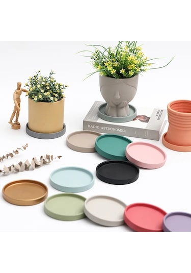 G-seramik Dairesel Saksı Drenaj Tepsisi Nordic Dekoratif Düz Pişmiş Taban Kalınlaştırılmış Ped