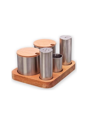 Kısmet Baharatlık Tuzluk Takımı 5'li Ahşap Kbt133 Diğer