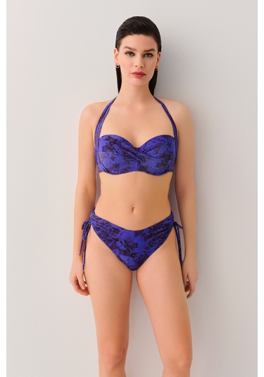 Suwen Bluebell Yanı Büzgülü Bikini Alt Sb2541513111311 Renkli Desenli