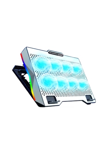 Büro Ev Ofis İçin 8 Fanlı Rgb Işıklı Metalik Notebook Suğutucu