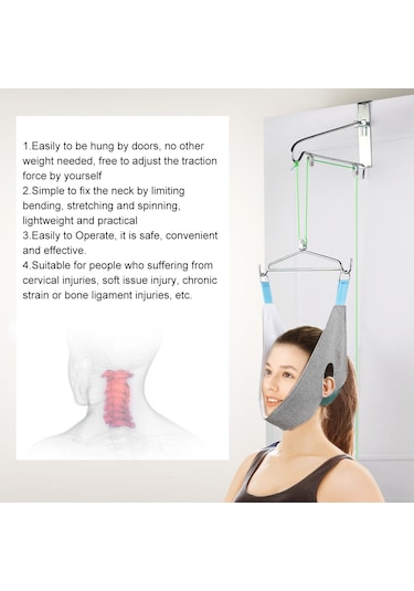 Servikal Traksiyon Cihazı, Servikal Traksiyon Aleti Kapısı Asılı Servikal Traksiyon Çerçevesi Gümüş