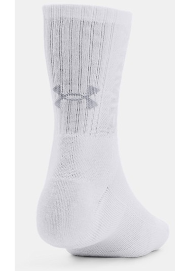 Unisex UA 3-Maker 3’lü Paket Mid-Crew Çorap 1373084-100 Beyaz - Gri