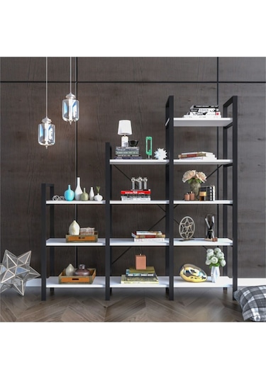 Wood House Beyaz Kardelen Merdiven Kitaplık