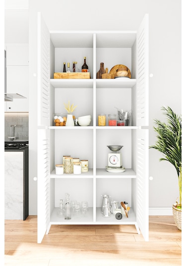Enwood Deneb Mdf Beyaz 4 Kapaklı Panjur Kapak Ahşap Ayaklı Kiler