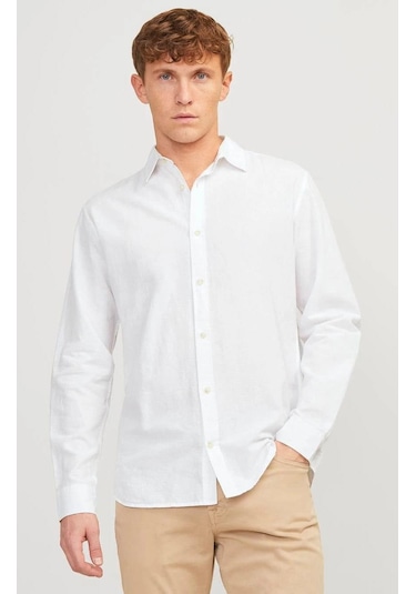 Jack & Jones Jjesummer Erkek Keten Gömlek Beyaz 12248384 Beyaz