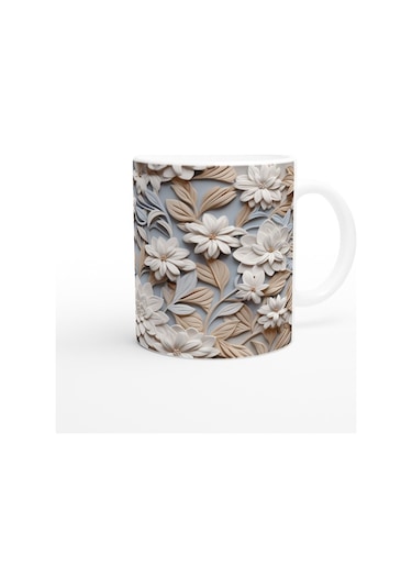 Zarif Zindelik Relax Çiçek Desenli Kupa Bardak Karışık Renkli