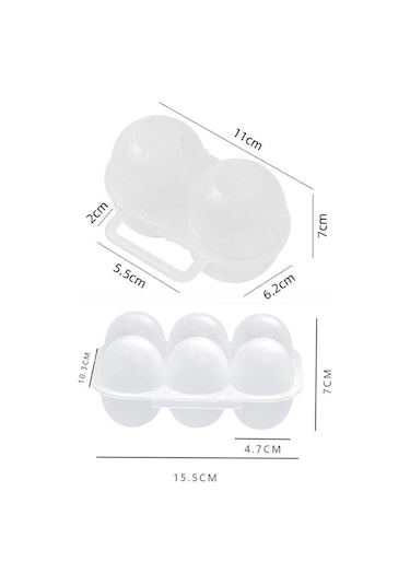 2 Gözlü 6 Gözlü Saklama Kutusu Şeffaf Yumurta Tepsisi Taşınabilir Yumurta Kartonu Kamp 2 Izgara