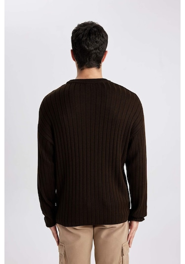 DeFacto Relax Fit Bisiklet Yaka Basic Düz Triko Kazak B9723AX24SPBN497