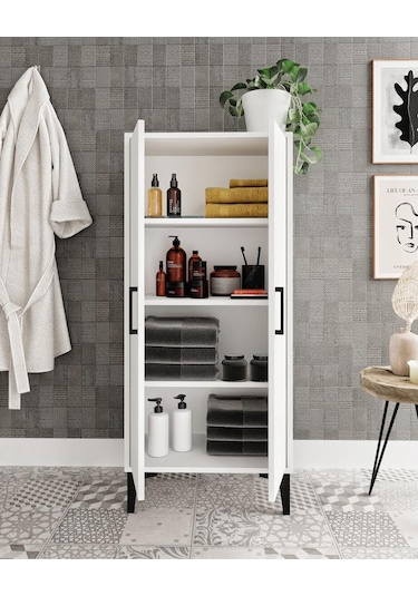 Viyana 2 Kapaklı Banyo Dolabı Çok Amaçlı Tamamı Mdf Beyaz