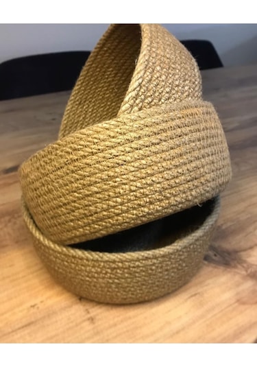 3lü Hasır Sepet, Jüt Sepet, %100 Doğal Hasır Sepet, Çok Amaçlı Dekoratif Hasır Sepet, Organizer
