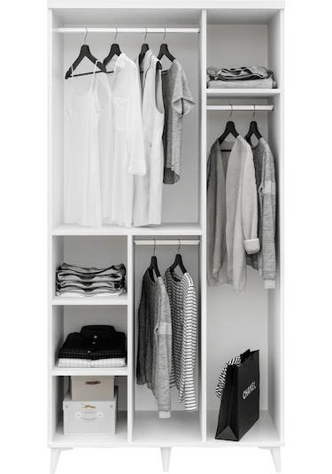 GuneyStore Milano 3 Kapaklı Komple Mdf Beyaz Gardırop
