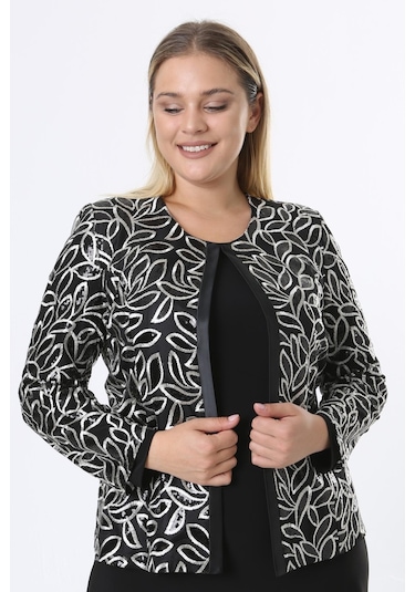 Büyük Beden 3814 Siyah Ceket+bluz Takım 001