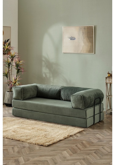 Dekoport Relax Kanepe Dinlenme Koltuğu Puffy Kanepe Yatak Olabilen Açılır Aktivite Koltuğu Yesil