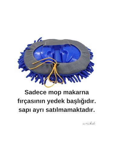Teleskopik Mikrofiber Araç Yıkama Fırçası Yedek Mop Başlığı Mavi 1 Adet