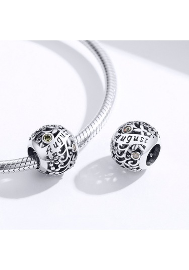 S925 Ayar Gümüş 12 Doğum Taşı Dıy Bilezik Kolye Aksesuarları, Stil: Ağustos Çok Renkli