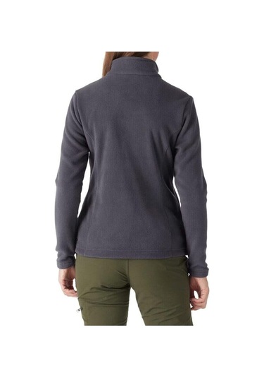 Genius Store Tam Fermuarlı Kalın Outdoor Kadın Polar Ceket Füme