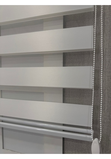 Donatti Bambu Zebra Stor Güneşlik Perde Beyaz Beyaz