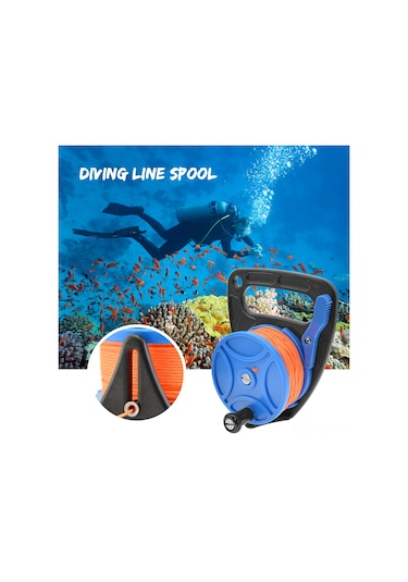 Vkemall 46 Metre Turuncu Dalış Tekerleği - Su Altı İçin Nylon & 43 Pc Malzeme, 1.8mm Çaplı İtme Kordonu Turuncu