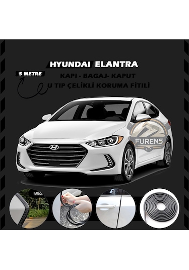 Hyundai Elantra Oto Araç Kapı Koruma Fitili 5metre Parlak Siyah Renk