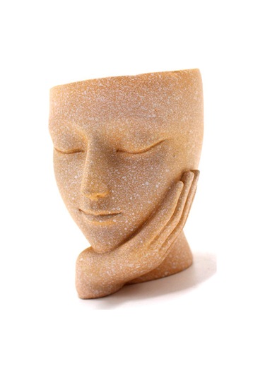 Konesam Yaratıcı Yüz Desenli Reçine Suksulent Bitki Saksısı - Masajüstü Dekoratif Bahçe Aksesuarı Ev Ofis Dekoru