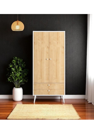 Floradesign Riva Elbise Dolabı / Iki Kapaklı Çekmeceli Dolap / Gardırop