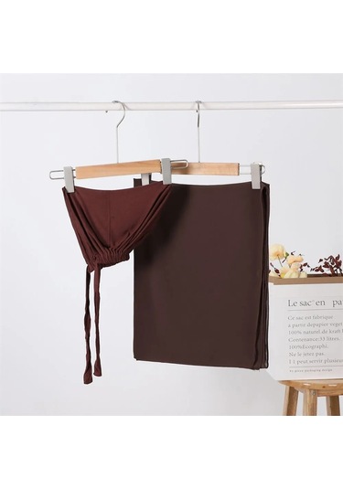 Noenname Null Kadın Şifon Başörtüsü & Jersey Undercap Seti - 2 Parçalı Kahverengi