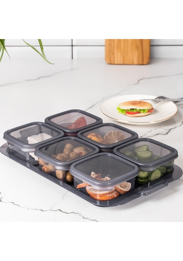 Porsima 2043 Tepsili 6 Bölmeli Kahvaltılık Seti Füme