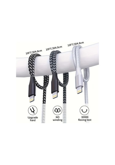 Willowhaven Siyah Kırmızı 3m Nylon Örgülü Hızlı Şarj Lightning Kablo İphone Uyumlu 14 13 12 11 X 8 7 6 5 Se